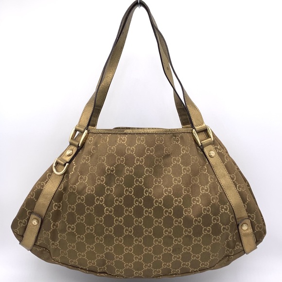 Gucci Limited Edition Abbey Brown Gg Fabric Gold Vintage Bag - Picture 1 of 16